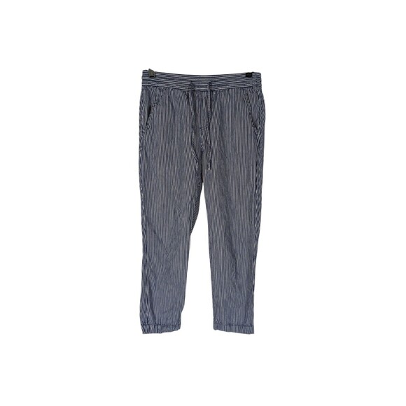 Gap Sz XS Women's Blue White Striped Tie Stretch Waist Cropped Easy Pant Casual - Picture 1 of 7